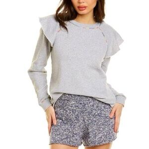 Something Navy Meghan Gray Ruffle Sweatshirt